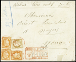 N°38, équerre de 3 pièces + n°55 OBL CAD rouge "(3