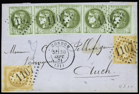 N°28, 2 pièces + n°39, bande de 3 + paire OBL GC 1