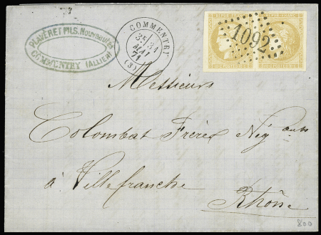 N°43B en paire OBL GC 1092 + T17 "Commentry (3)" Allier