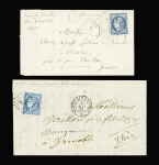 4 lettres AFF n°45 (2) et 46 (2) + n°46 nuance tirant