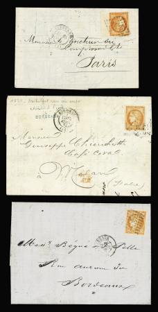 N°48 40c orange sur 3 lettres dont 1 avec BDF, TB