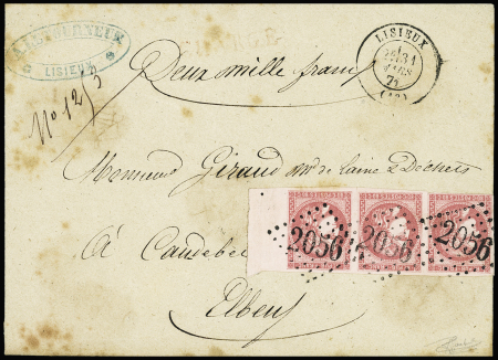 N°49 bande de 3 avec BDF OBL GC 2056 + T17 Lisieux