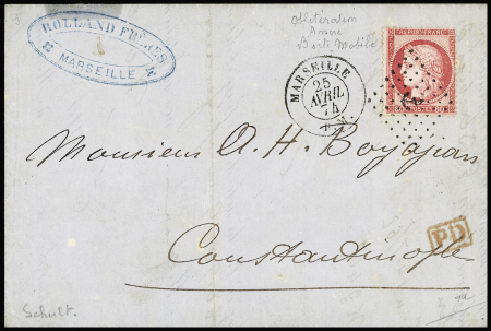 N°57 80c rose, OBL ancre + CAD "Marseille BM" (187