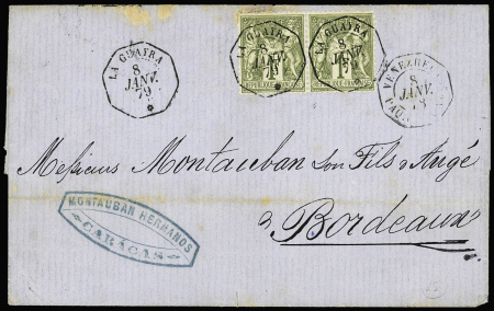 N°72 en paire OBL CAD octogonal "La Guayra*" (1879