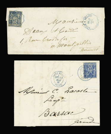 4 lettres AFF n°90 OBL CAD bleus : Bordeaux les Sa