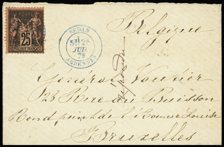 N°91 OBL CAD bleu "Sedan Ardennes" (1879) sur lett