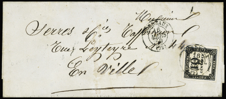 N°1 10c Litho, OBL T15 Bordeaux (Gironde 1859) sur