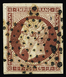 N°18 1f carmin foncé, FAUX DE SPERATI, obl. étoile,