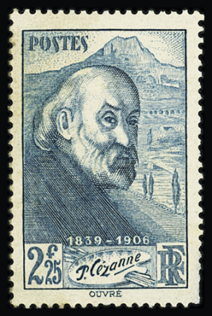 N°421B Cézanne 2f25 bleu-vert, non émis, défectueux