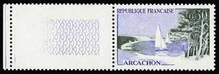 N°1312a 30c Arcachon, variété sans "Postes", bdf, neuf