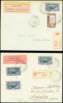 2 lettres : 4/7.12.1931 Djibouti - France avec étiquette rose "par avion Djibouti-France équipage Marcel Goulette-André Salel" et 9.3.1932 lettre avec étiquette rose "Djibouti Addis-Abeba". TB