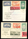 Marseille - Alger 12.11.1926. Fragments de lettre et de carte postale avec série de 3 timbres semi-officiels surchargés "Garros 1913" dont une renversée + lettre et CP du 14.11.1928 Dijon - Chalon sur Saône pour Monchani