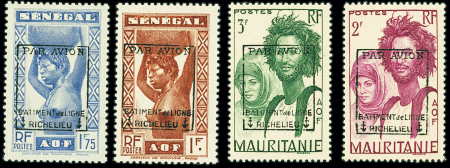 N°4 à 7, Mauritanie et Sénégal avec surcharge "par