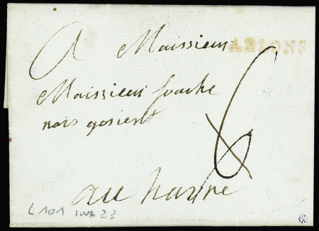 MP rouge "Ablons" (1792 - Petite Poste de la banlieue de Paris - Lenain n°101), ind 23. rare et TB