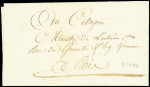 Correspondance à en-tête "Maison de détention de Bicêtre" avec à l'intérieur et au verso cachet ovale  noir avec faisceau de licteur "Maison de détention de Bicêtre" (An 6). Rare et TB