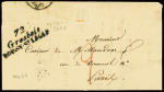 Double cursive "72 Gros Bois Boissy St Léger" (1828), ind 21. Rare et TB