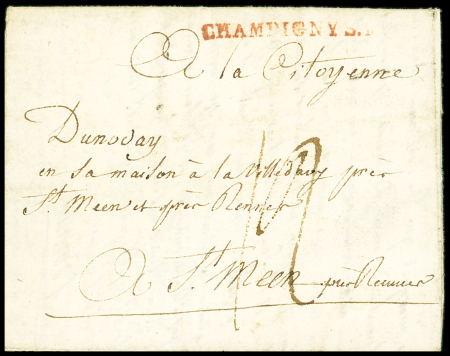 "Champigny S. Me" rouge (L 124) (An 3), ind 21. TB