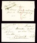 2 lettres : double cursive "60 Champigny Vincennes" (1829 - ind 14) et cursive "60 Champigny" (1839 - ind 16). TB