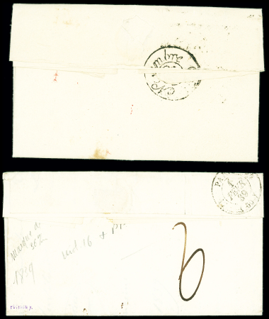 2 lettres : double cursive "60 Champigny Vincennes" (1829 - ind 14) et cursive "60 Champigny" (1839 - ind 16). TB