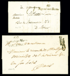 Nogent sur Marne : 2 lettres avec cursives "60 Nogent sur Marne Vincennes" (1829 - ind 15) et "60 Nogent sur Marne" (1838 - ind 21). TB