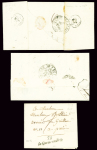 3 lettres avec cursive "72 La Queue en Brie" (1837 et 1840), ind 14 chacune. TB
