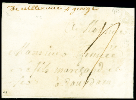 Marque manuscrite "De Villeneuve St George" 'L n°2 - 1779), ind 19. TB