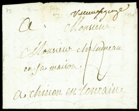 Marque manuscrite "Villleneuve St George" (L n°2 - 1779), ind 19. TB