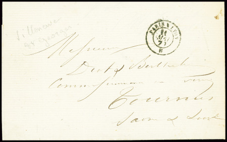 Lettre non affranchie datée de Villeneuve-St-Georges