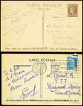 2 cartes postales en couleurs : fête champêtre de l'Humanité à Vincennes 1946 et 1948, OBL TB