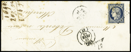 2 lettres dont n°4 OBL PC 85 + cursive '57 Aniche" + T15 Douai sur lettre. TB