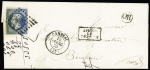 2 lettres dont n°12, 5c vert foncé, bande de 4 OBL PC 593 + T15 Cambrai (1859) sur lettre pour Bantouzelle. TB