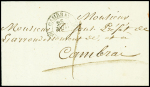 Lettre de Cambrai pour le sous-Préfet de Cambrai avec au verso MP "Deb 57 Cambray" (34 x 10mm - 1830), ind 18. TB