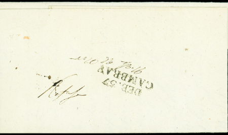 Lettre de Cambrai pour le sous-Préfet de Cambrai avec au verso MP "Deb 57 Cambray" (34 x 10mm - 1830), ind 18. TB