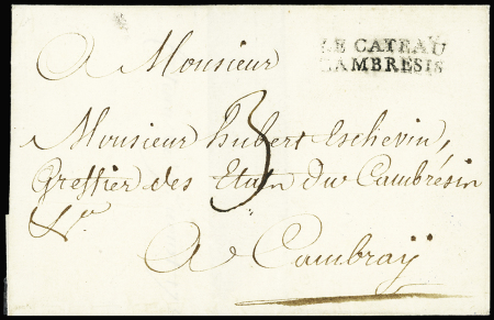 MP sur 2 lignes "Le Cateau Cambresis" (L n°1 - 1783), ind 24. RR et TB
