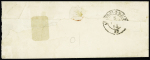 3 lettres dont n°1, 10c bistre-jaune OBL PC 1223 + T15 Avesne-s-Helpe (1852) + cursive "57 Etroeungt", ind 28. RR et TB