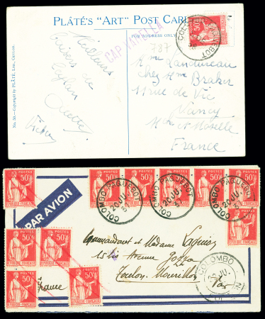 2 lettres dont n°43, 10c bistre, 2 pièces OBL GC 3422 + T17 Solesmes (juin 71) + "OR" de  Saulzoir sur lettre. TB