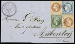 3 lettres de Wambrechies dont n°19 + 26, 2 pièces + 37 OBL GC 6077 + T24 Wambrechies (28 sept 71) sur lettre. TB