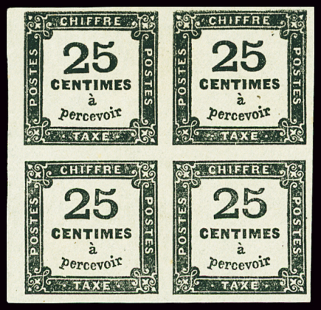 N°5A 25c noir Type II, en bloc de 4, très frais, neuf