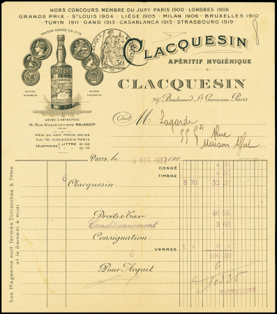 Thèmes Alcool et Publicité : Lot de 14 papiers timbres