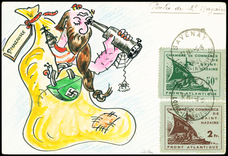 Superbe carte illustrée à la main par le dessinateur