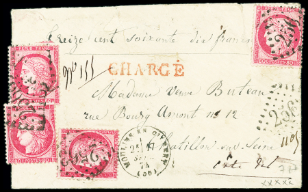 Lettre chargée de Moulin-Engilbert (Nièvre) avec n°57