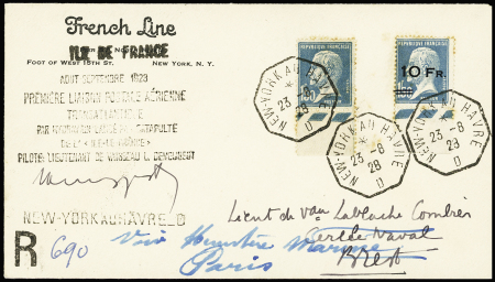 N°4 10F sur 1f50 bleu + Poste n°181 obl. càd New-York