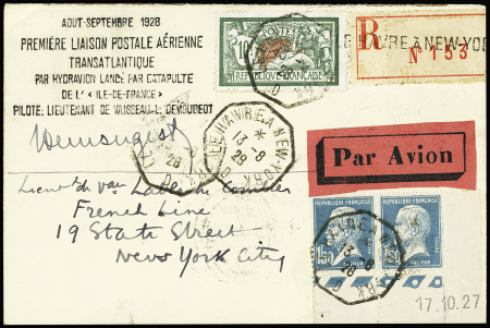 Poste n°207 10f Merson +n°181 en paire coin-daté obl.