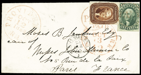 1856 5c Red-brown, large margins except just touching