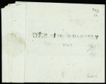Lettre de Bordeaux pour Nonac (Charente) (1799) avec au verso MP "Deb St Jean d'Angely", frappe B mais rare