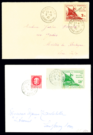 Lot de deux lettres de la poche de SAINT-NAZAIRE, une