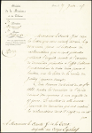Chasseloup-Laubat : lettre à en-tête du Ministère de la Marine (27 juin 1865) : autorisation de créer deux parcs à huitres sur les bords de la rivière Jaudy (Quartier de Paimpol). TB