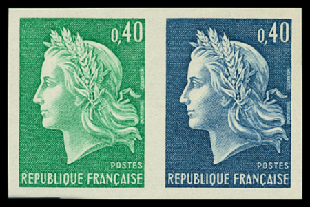 N°1536 40c Cheffer, essai de couleur en paire vert