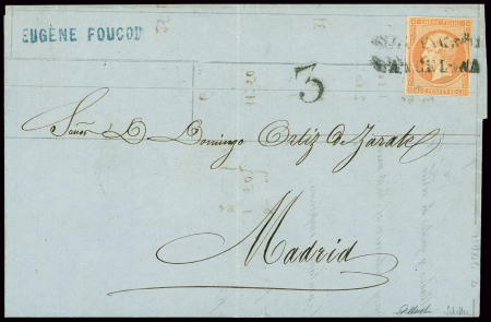 N°16 40c orange obl. "estrangero Barcelona" sur lettre