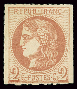 N°40B 2c brun rouge, percé en ligne, neuf *, TB, R.